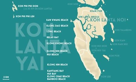La carte de Koh Lanta en Thaïlande
